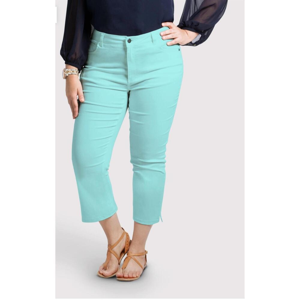 NEW OLGYN stretch curvy fit ankle pants in aqua